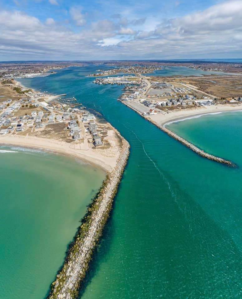 Aerial View of Entrance to Point Judith - Judith Point - Block Island - Narragansett, RI