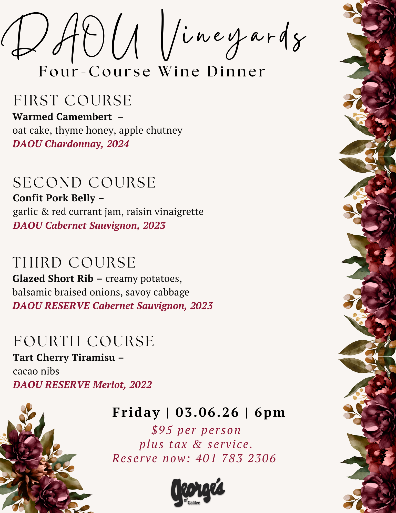 4 Course Wine Dinner